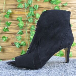 Nine West NW7Haydah Black Textile‎ Peep Toe Stiletto Heel Zip Up Booties 9M